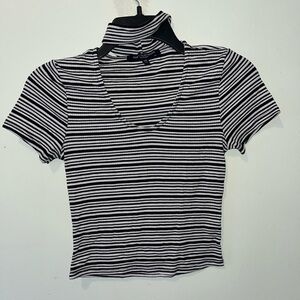 Black and White Striped Women's Top